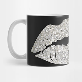 Silver Faux Glitter Lips Mug